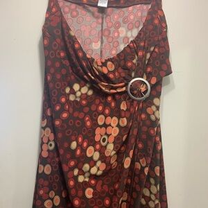 Stylish Brown and Red Patterned Skirt